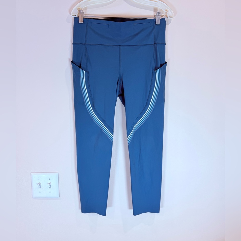 🔥Lululemon High-Waist Athletic Leggings with Side Pockets - Blue Size 10 EC🔥